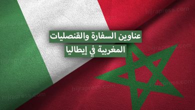 عناوين السفارة والقنصليات المغربية في إيطاليا 2022